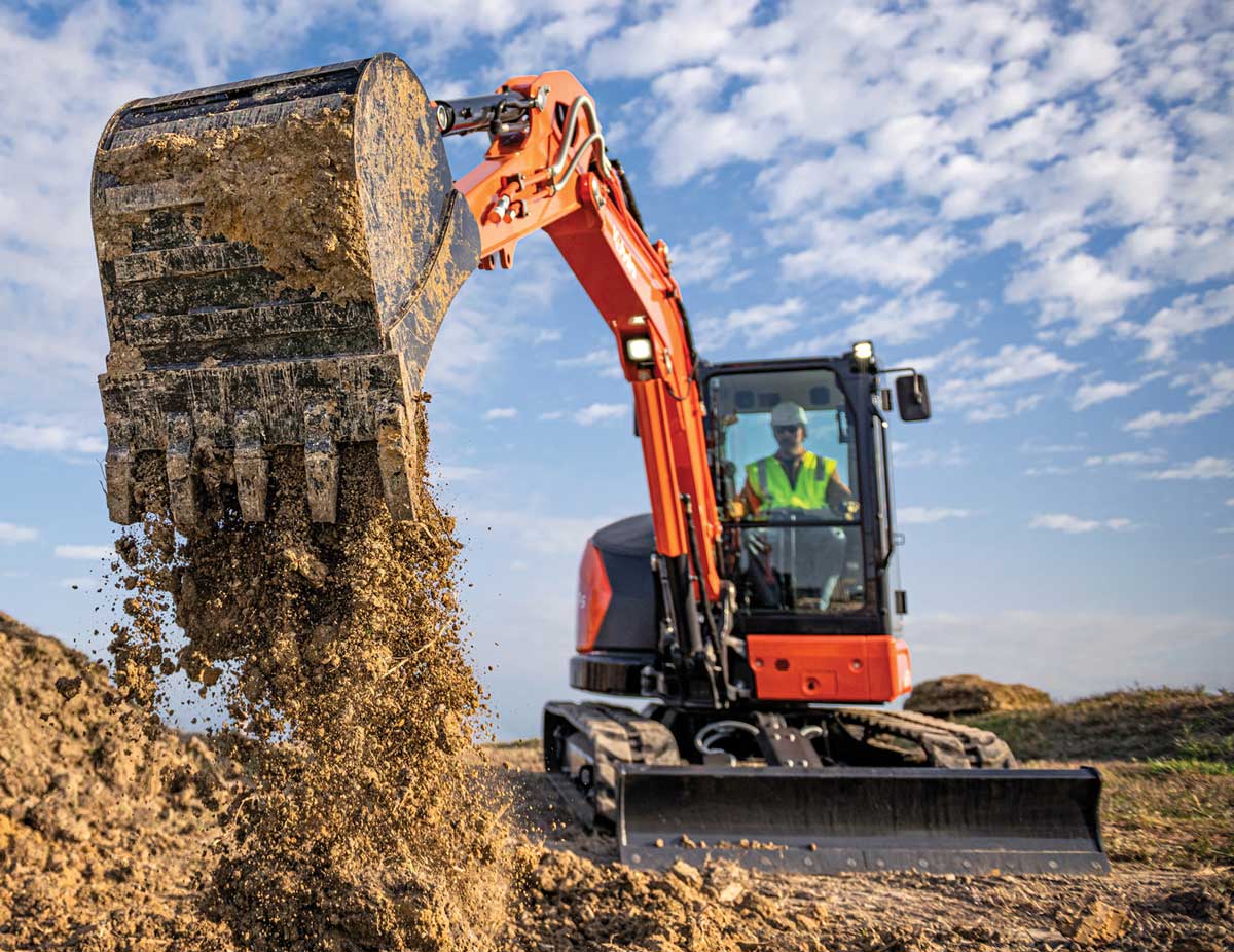 Excavator working on construction site